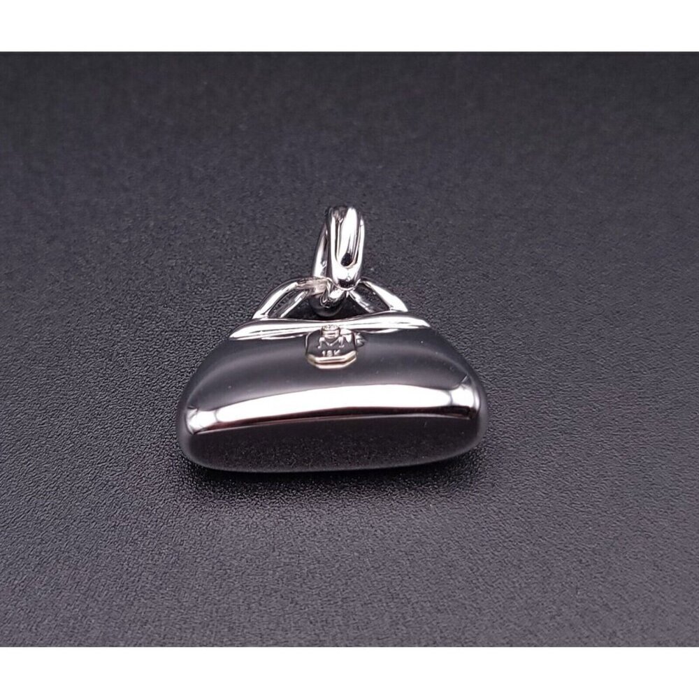 Mirabelle 18kt White Gold Diamond and Sapphire Purse Charm Pendant with Enhancer - Picture 11 of 12